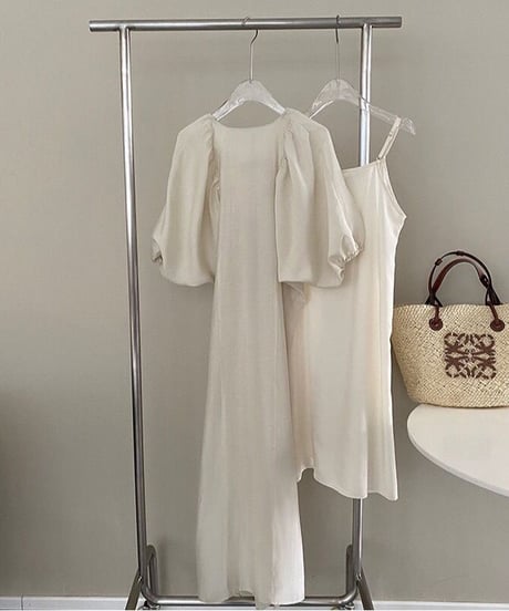 front button long dress(inner set)/3color