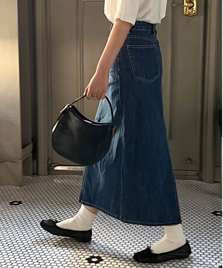 front button denim skirt/2color