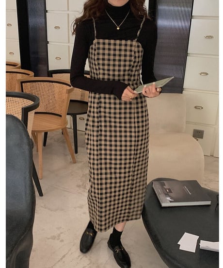 check camisole dress/2color
