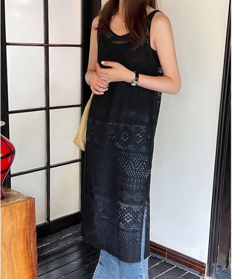 【期間限定】lace long tank top dress/2color（ネコポス）