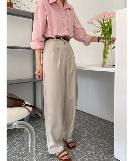 tuck wide slacks & belt/3color