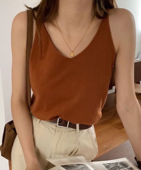 [OUTLET]V neck knit camisole/5color(ネコポス)