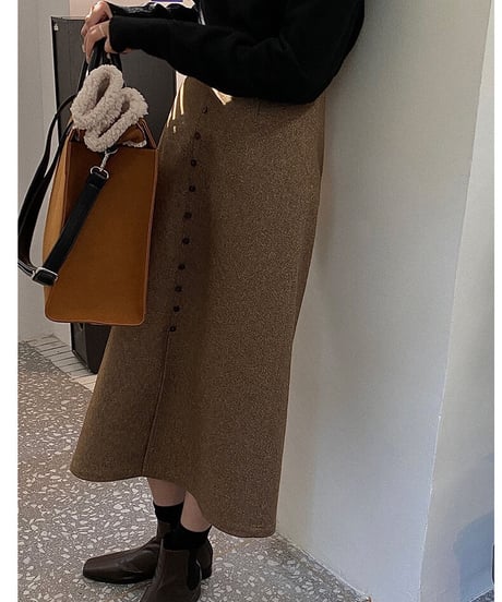 front button skirt/2color