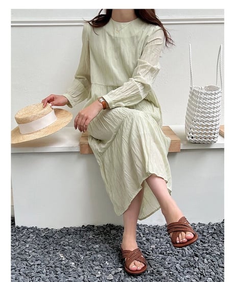wrinkle chiffon one-piece/3color