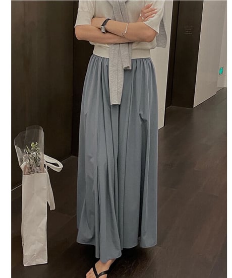 tuck flare maxi skirt/3color
