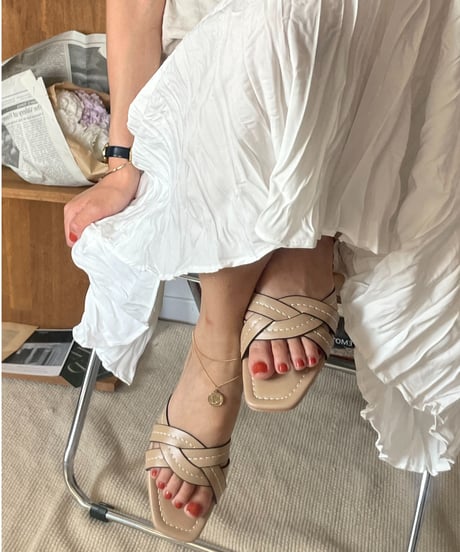 cross stitch flat sandal/3color