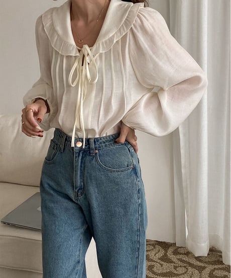 feminine collar blouse/2color