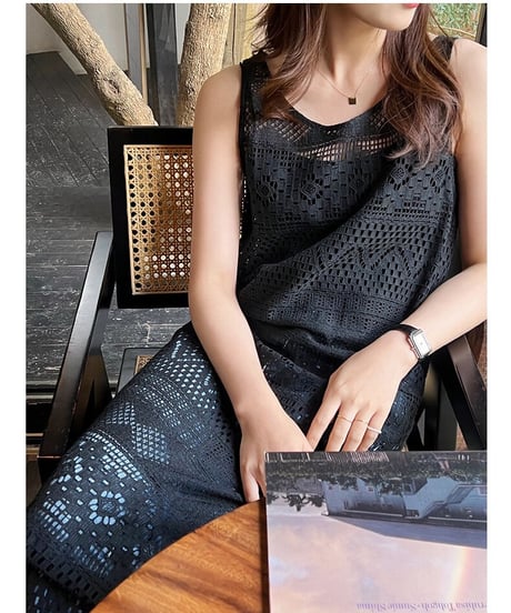【期間限定】lace long tank top dress/2color（ネコポス）
