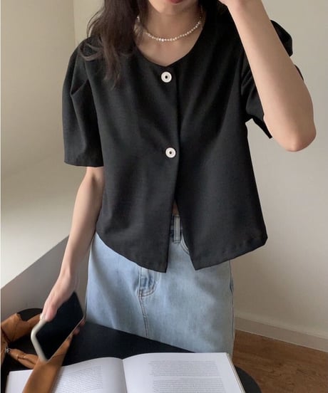 double button blouse(half sleeve)/3color(ネコポス)