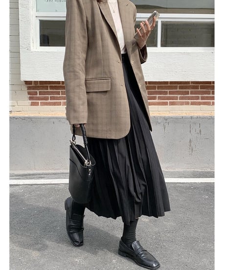 back slit check jacket/2color