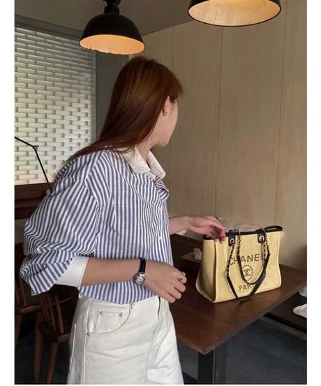 bi-color stripe shirt/2color