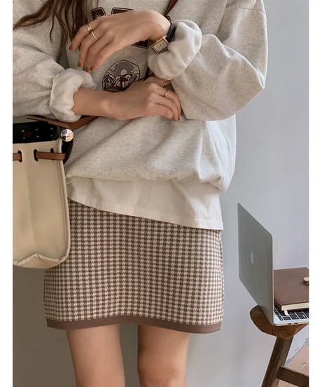knit short skirt/2color