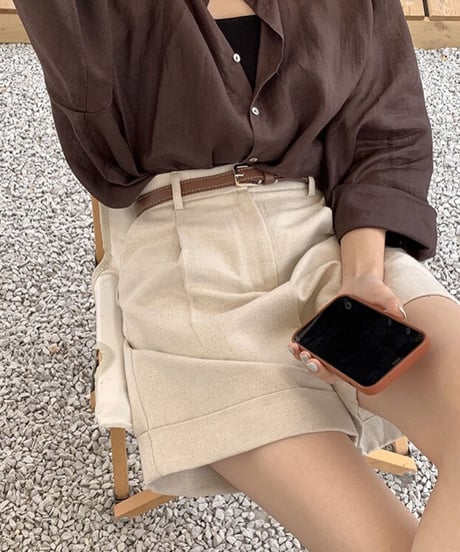 cotton linen half pants/3color
