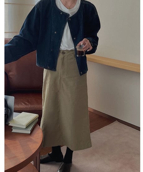 [OUTLET]no collar denim jacket/2color