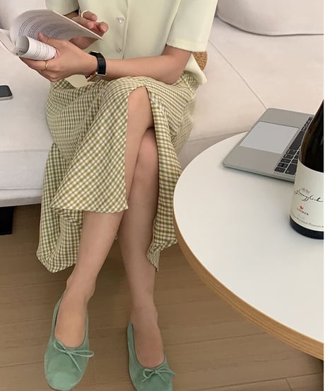 check side slit skirt/2color