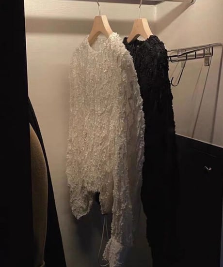 glossy lace blouse/2color