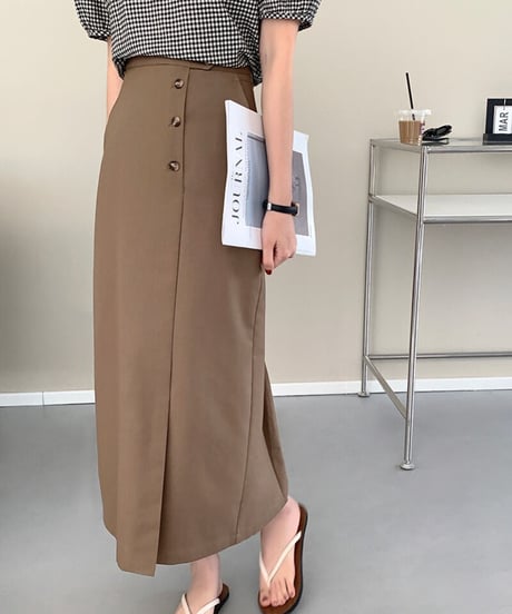 button pencil skirt/3color