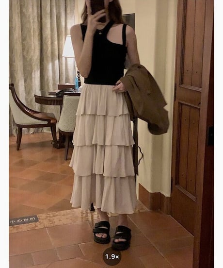tiered long skirt/3color