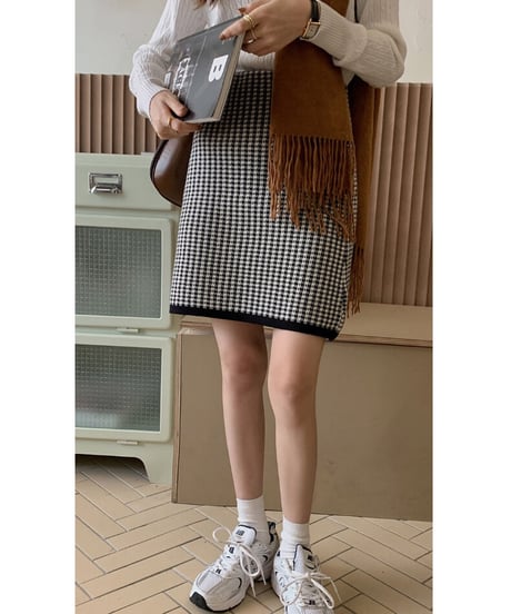 knit short skirt/2color
