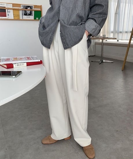 [OUTLET]side belt slacks/3color