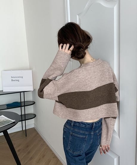 [OUTLET]short knit pullover