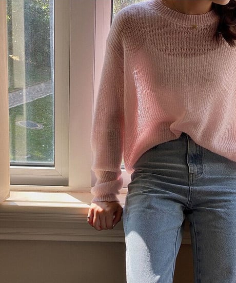 u neck sheer knit/5color