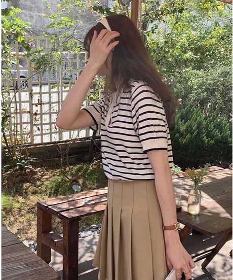 border skipper knit tee/2color
