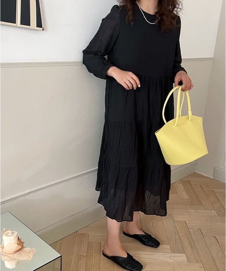 wrinkle chiffon one-piece/3color