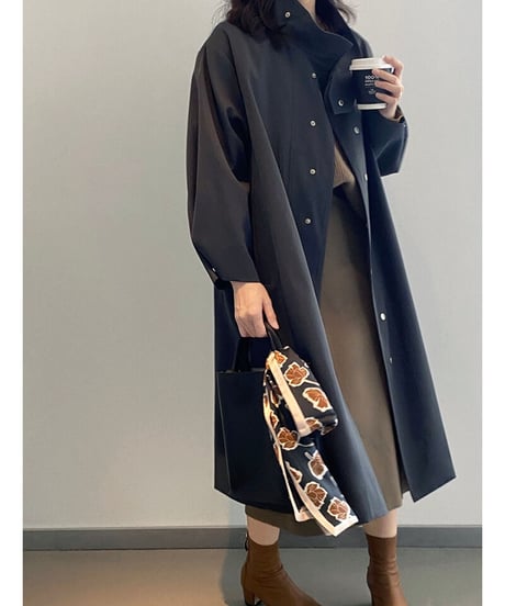 stand collar trench coat/2color