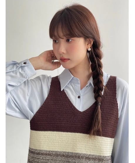 color block knit tops/2color(ネコポス)
