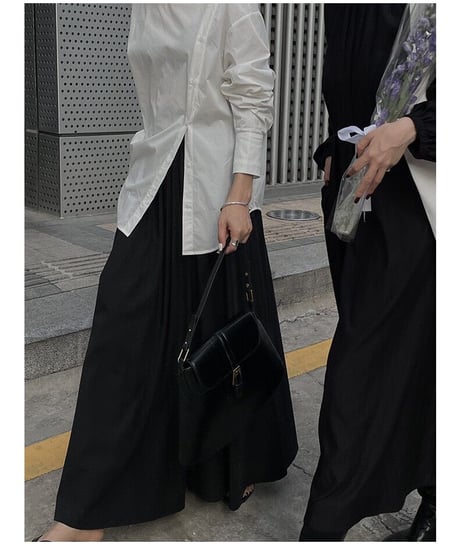 tuck flare maxi skirt/3color