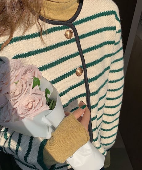 border piping knit jacket/2color