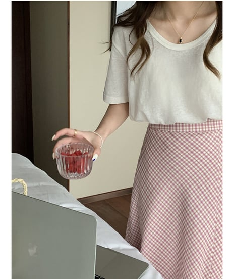 check side slit skirt/2color