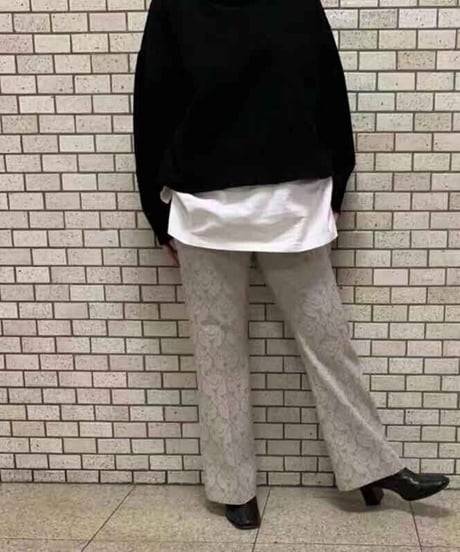 [ OUTLET]satin jacquard flare pants/2color