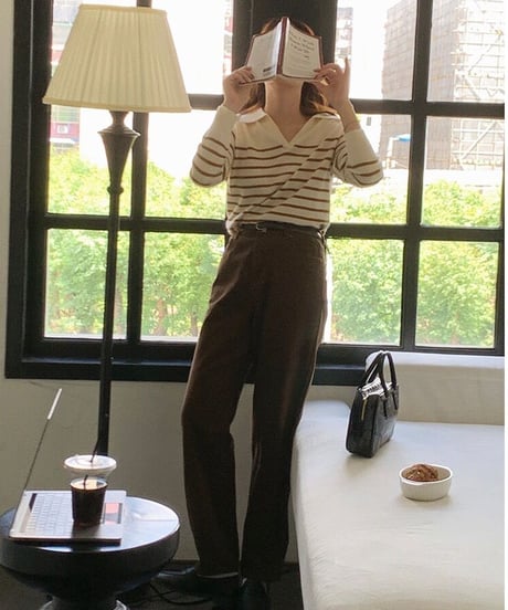 brown straight denim
