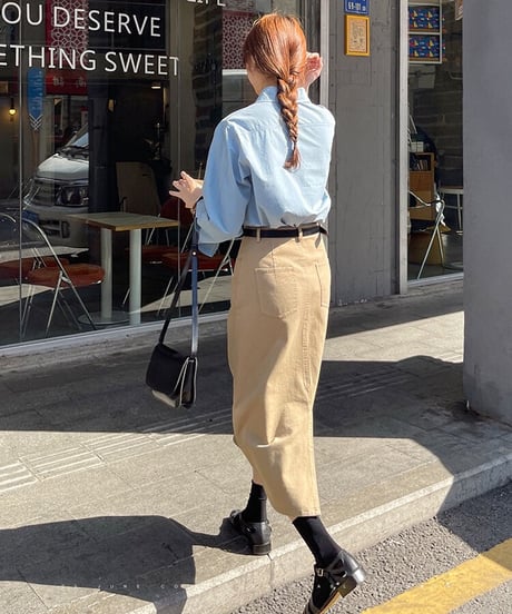 [OUTLET]A line color denim skirt/2color