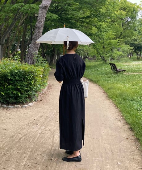waist mark linen dress/3color