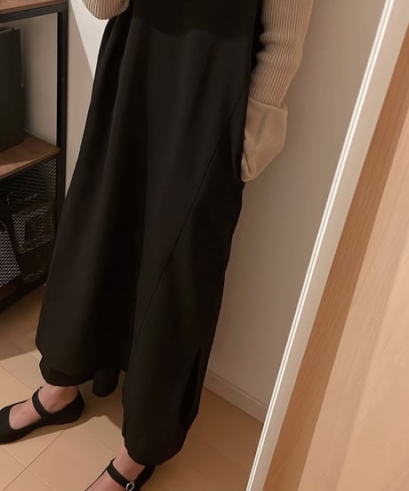 Key neck long dress/3color