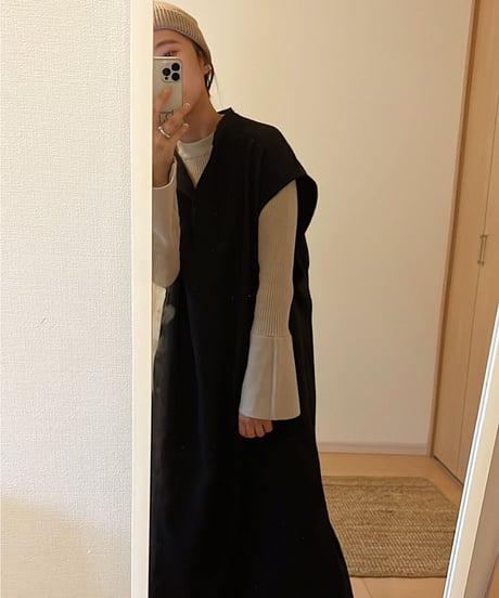 Key neck long dress/3color