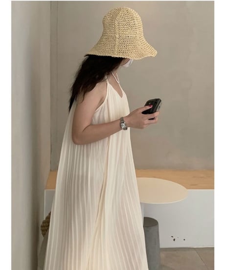 chiffon pleats camisole OP/2color