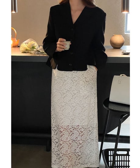 lace long skirt/2color