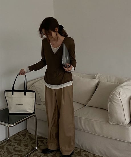 [OUTLET]V neck layered long-T/3color(ネコポス)