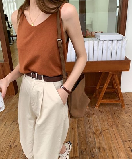 [OUTLET]V neck knit camisole/5color(ネコポス)