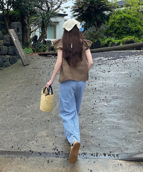 relax wide denim pants/2color