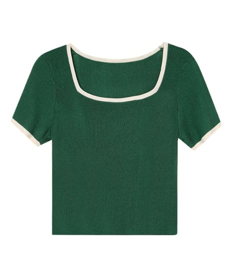 piping square neck tee/4color(ネコポス)