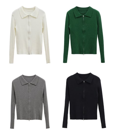 zip up rib knit/5color(ネコポス)