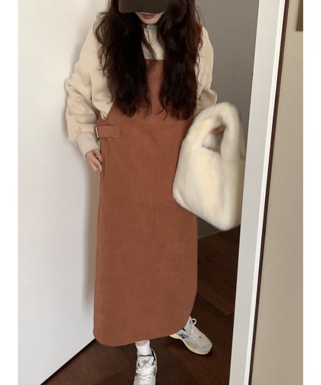 corduroy salopette one-piece/2color