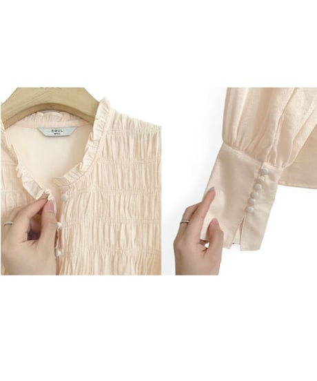 gather long cuffs blouse/3color
