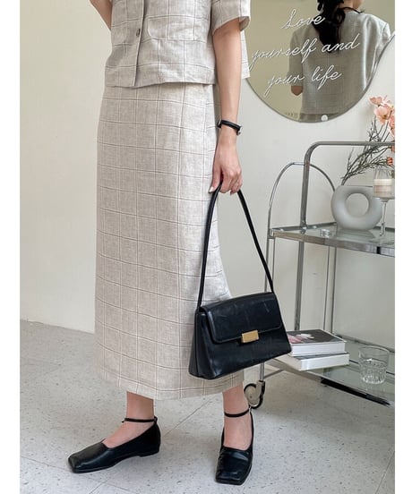 （linen 100%）linen check SET UP(下)/2color