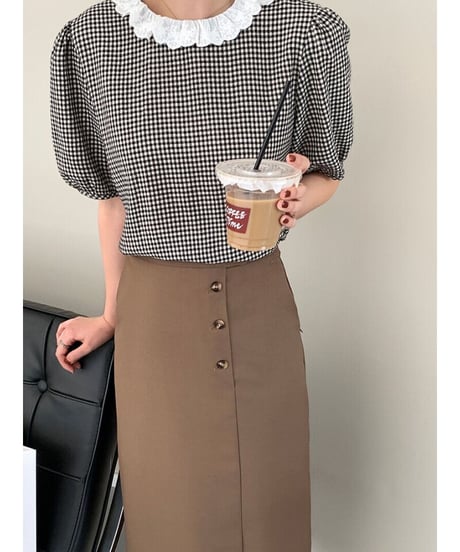 button pencil skirt/3color